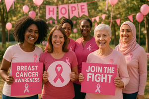 Women at Breast Cancer Awareness event