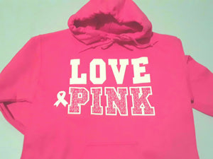 LOVE PINK HOODED SWEATSHIRT DESIGN # 1